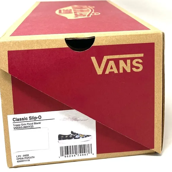 VANS Classic Slip On Low Top Black Floral Canvas Men’s Size Sneakers VN0A5JMHY23