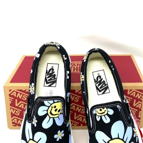 VANS Classic Slip On Low Top Black Floral Canvas Men’s Size Sneakers VN0A5JMHY23