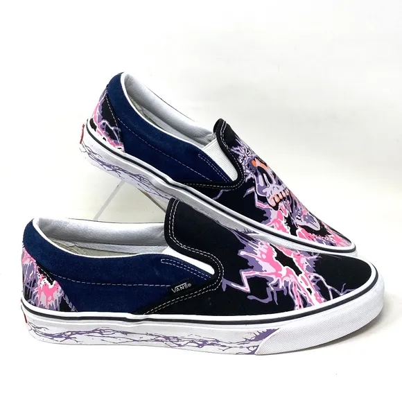 VANS Classic Slip On Zap Dress Blues Black Canvas Men Sneakers Skate VN000XG88NK