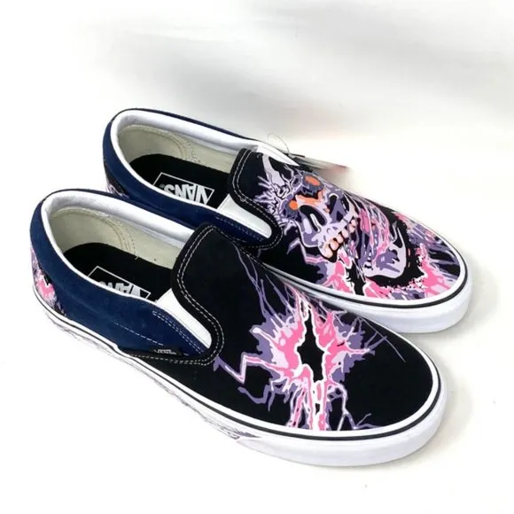 VANS Classic Slip On Zap Dress Blues Black Canvas Men Sneakers Skate VN000XG88NK