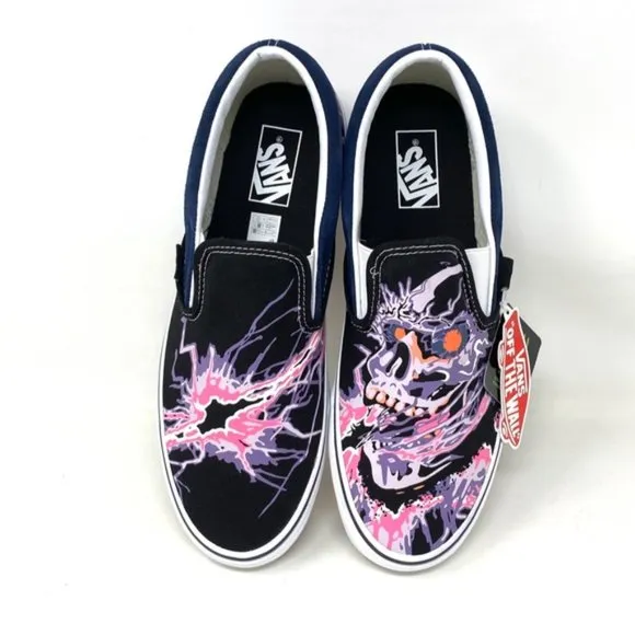 VANS Classic Slip On Zap Dress Blues Black Canvas Men Sneakers Skate VN000XG88NK