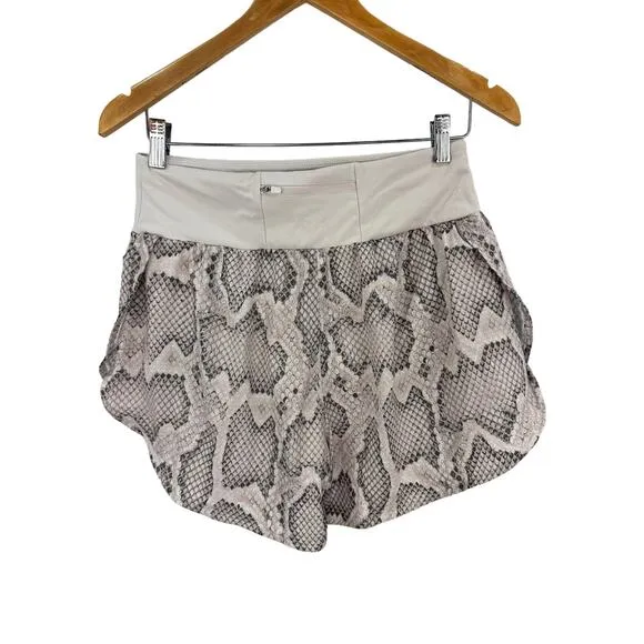 VARLEY High Waist Derby Alabaster Python Snake Print Gym Running Shorts Medium