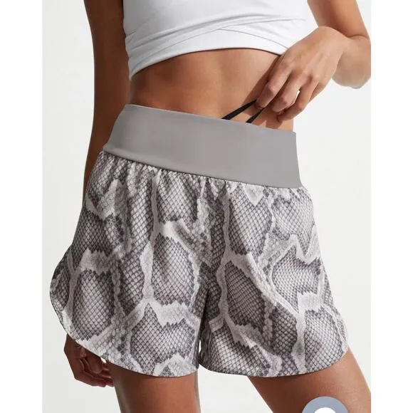 VARLEY High Waist Derby Alabaster Python Snake Print Gym Running Shorts Medium
