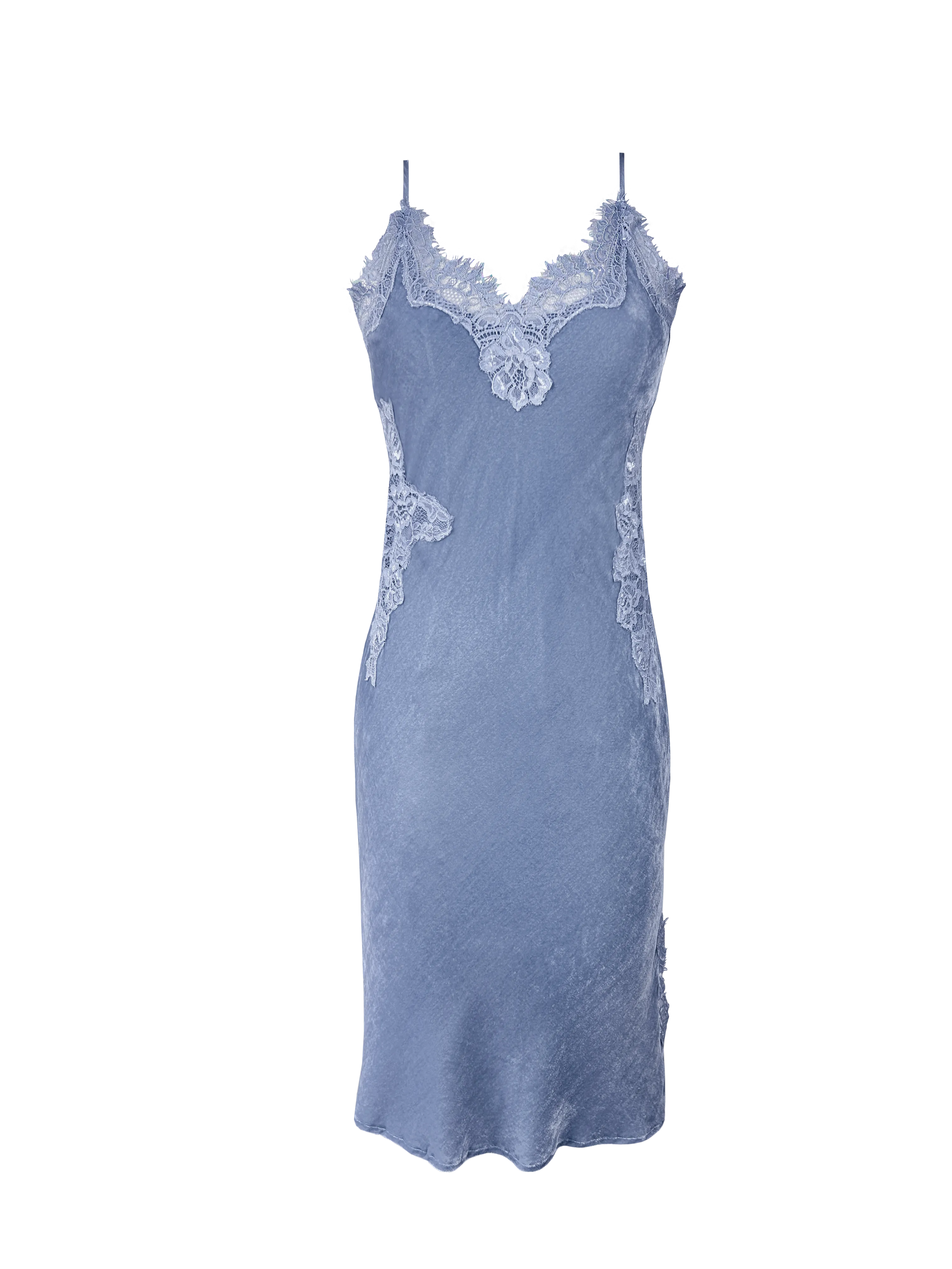 Velvet Brigitte Mid Length Bias Dress -  Ash Blue