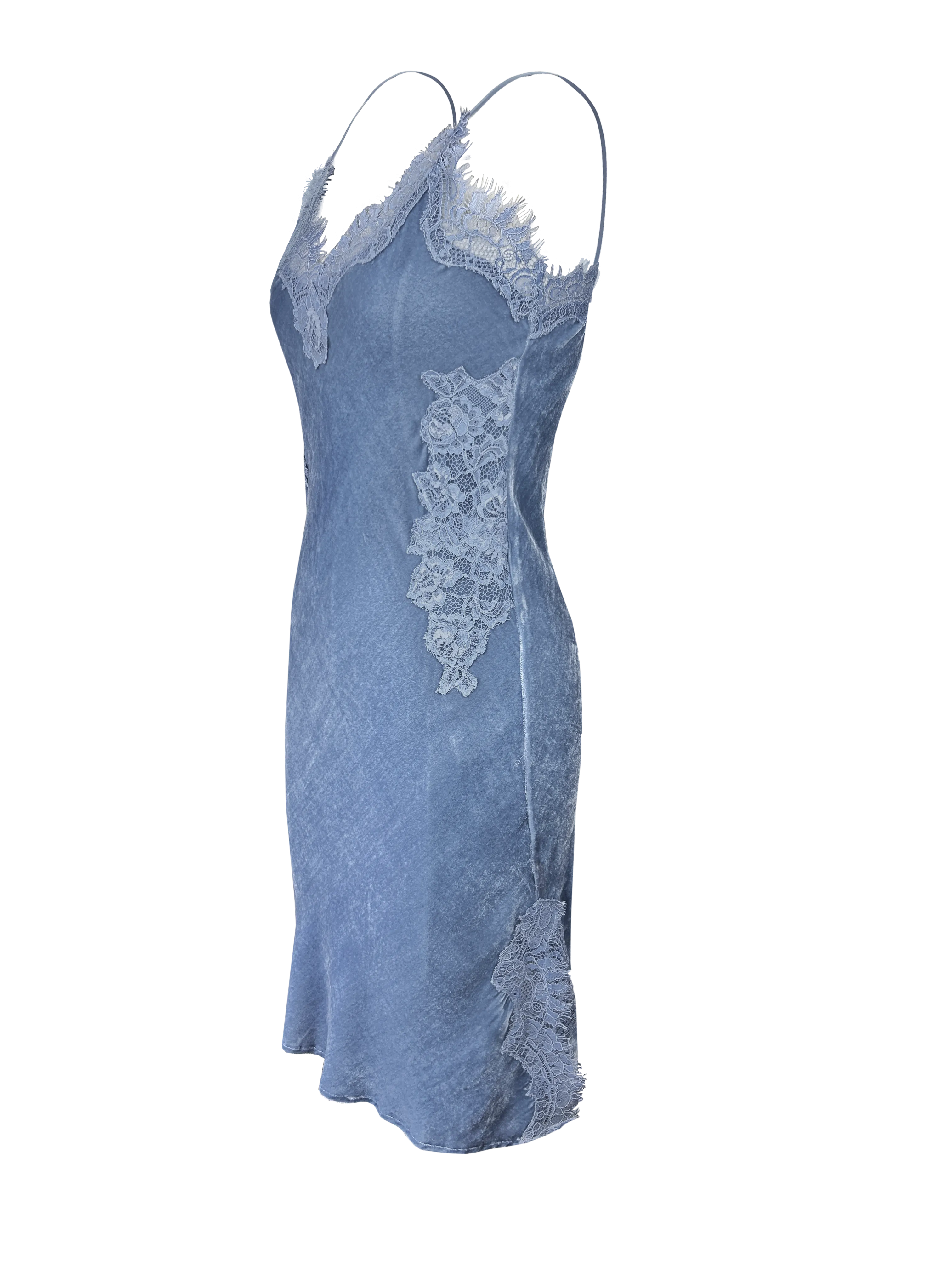 Velvet Brigitte Mid Length Bias Dress -  Ash Blue