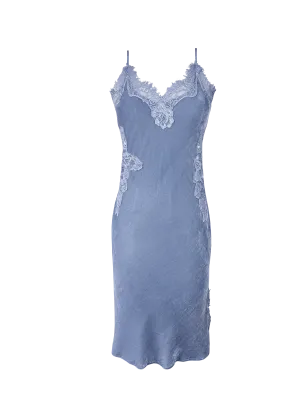 Velvet Brigitte Mid Length Bias Dress -  Ash Blue