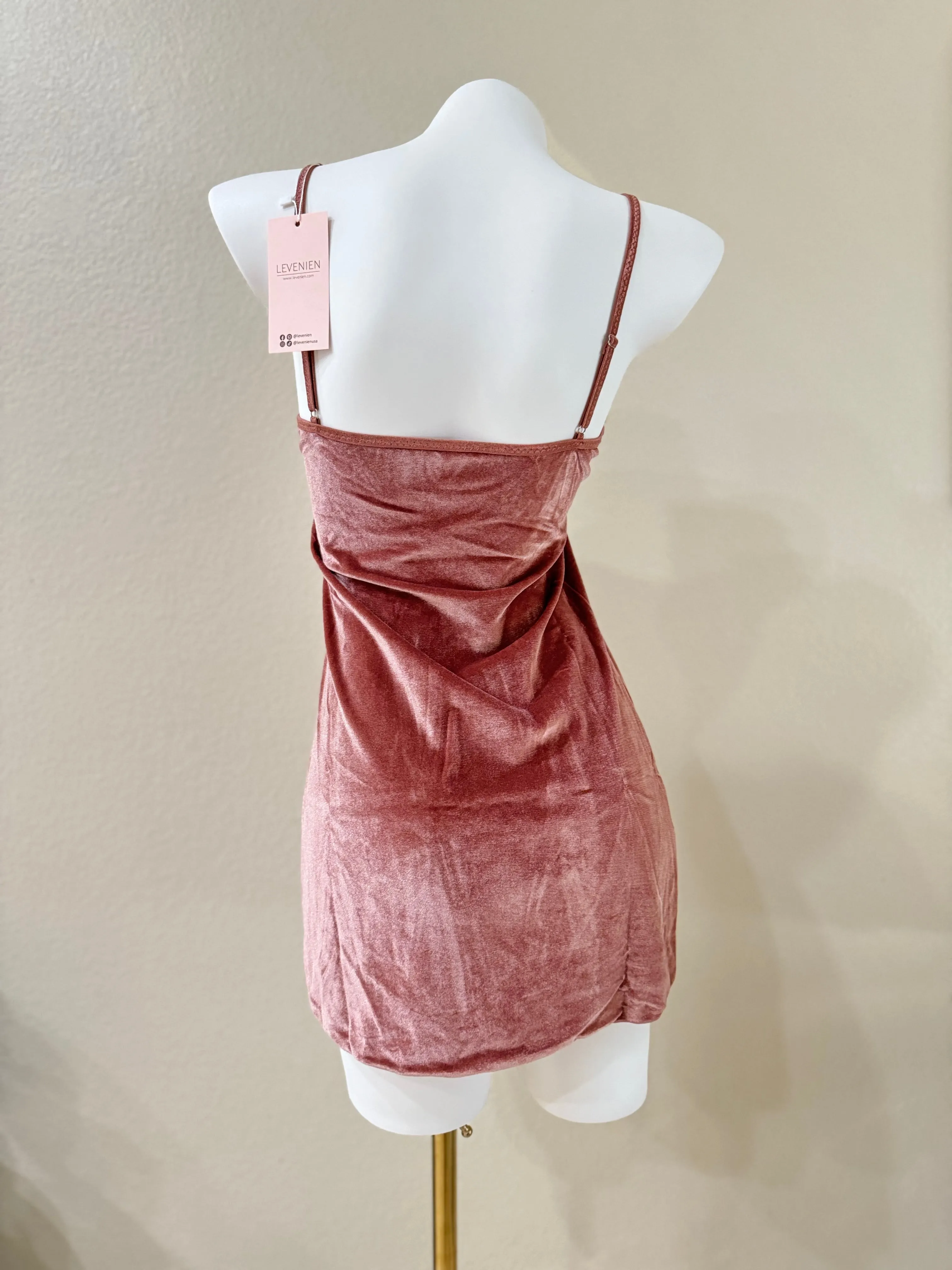 Velvet Lace-Trim Front Slit Slip