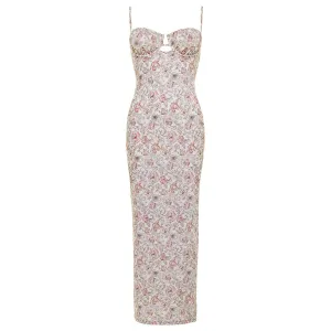 Venecia Floral Petal Long Slip Dress