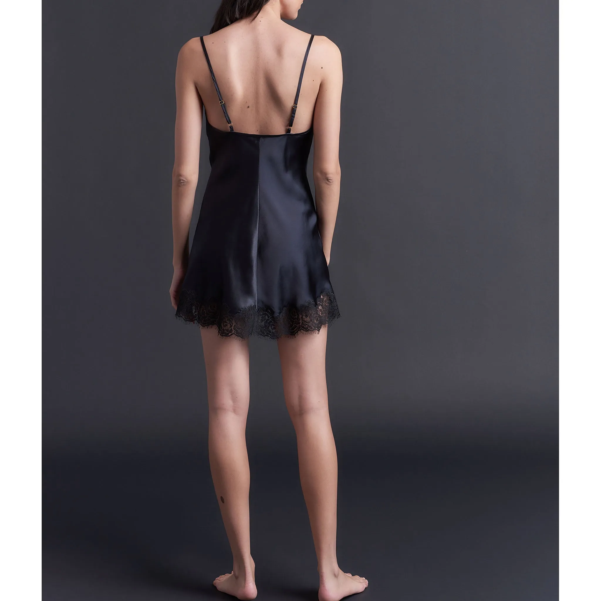 Venus Slip in Black Silk Charmeuse