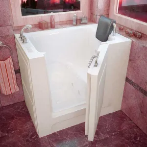 Venzi 27x39 Left Drain White Whirlpool Jetted Walk In Bathtub By Meditub