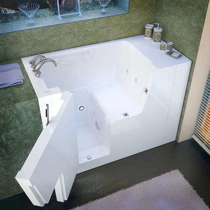 Venzi 29x53 Left Drain White Whirlpool Jetted Wheelchair Accessible Walk In Bathtub By Meditub