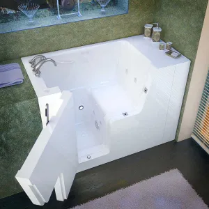 Venzi 29x53 Left Drain White Whirlpool Jetted Wheelchair Accessible Walk In Bathtub By Meditub