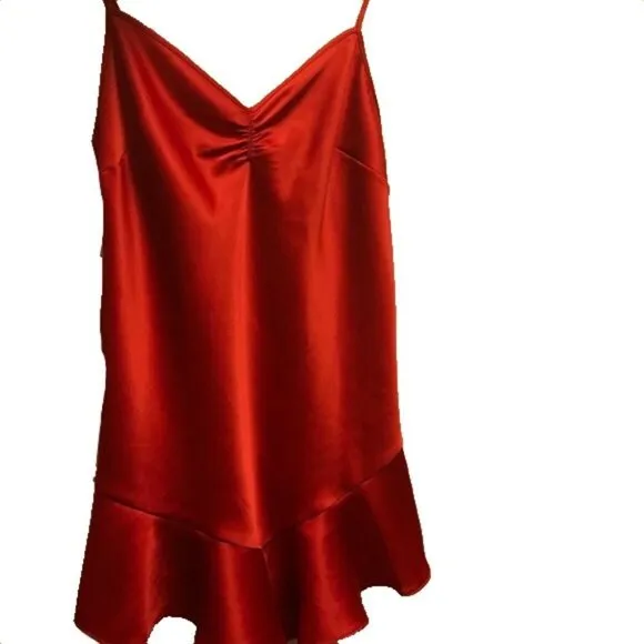 Very Sexy Satin Romper Teddy Skirted Slip Ruffles