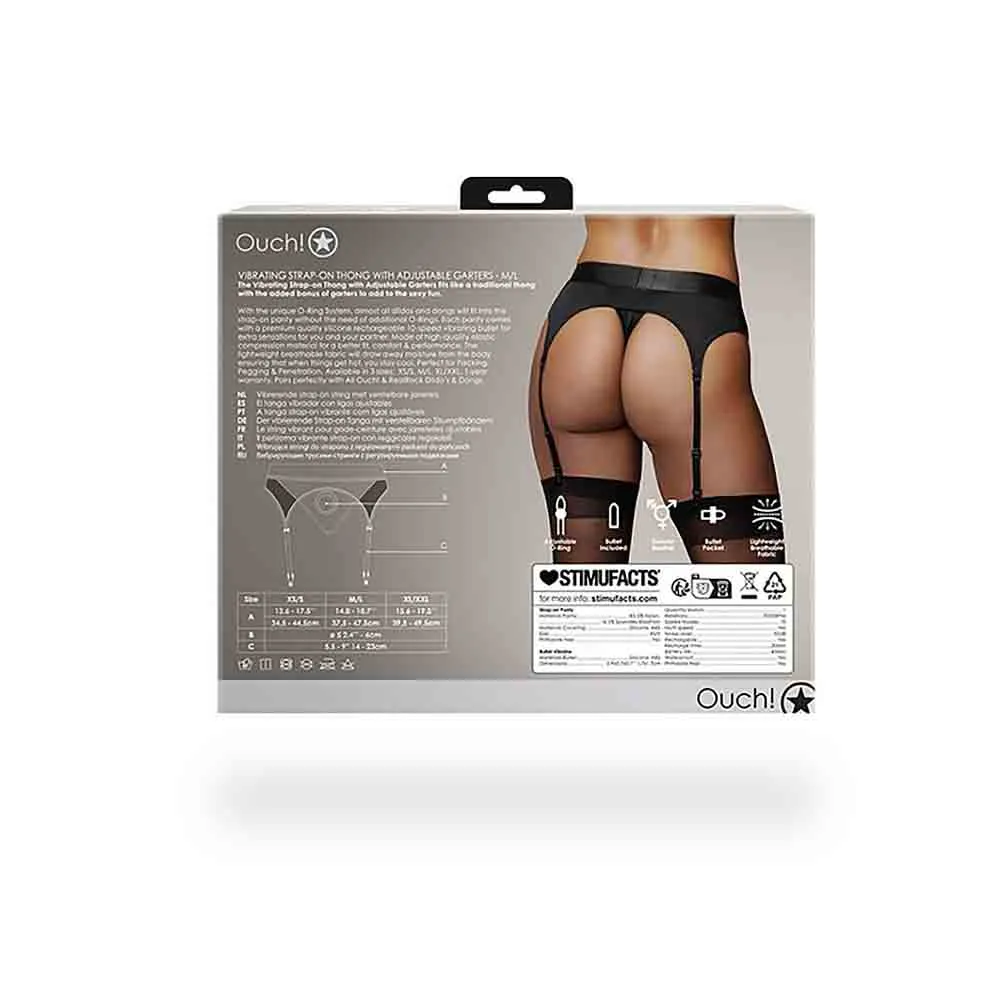 Vibrating Strap-on Thong w Garters - M/L
