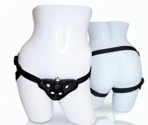Vibrating Velvet Strap-On - Black
