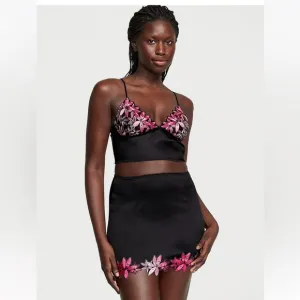 Victoria Secret Ziggy Glam Floral Embroidery Cami Slip Skirt Set