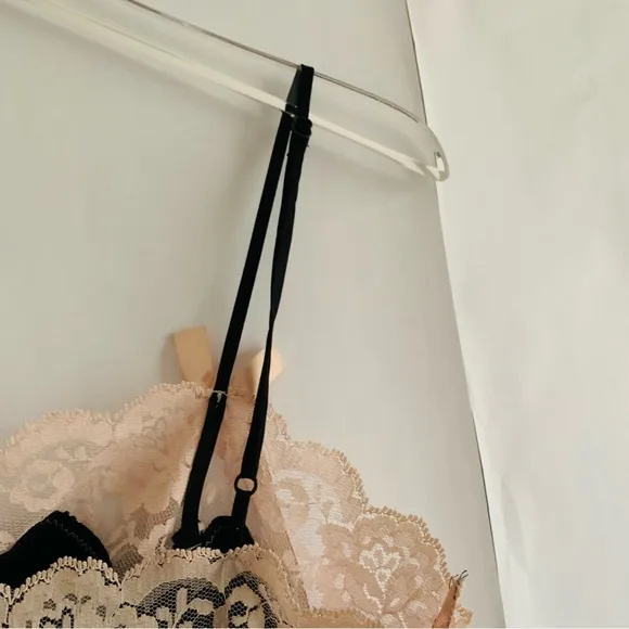 Victoria’s Secret Angels Vintage Satin Cami Slip black with pink lace trim