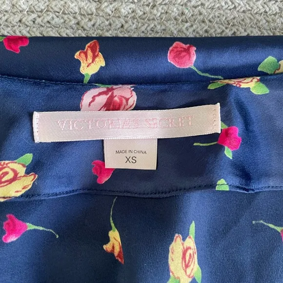 Victoria’s Secret Navy Floral Strappy Backless Slip Dress Size Small