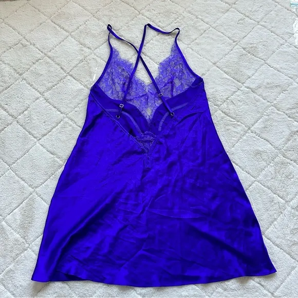 Victoria's Secret | Purple &quot;Play Nice&quot; Chantilly Lace Satin Slip | Size Medium