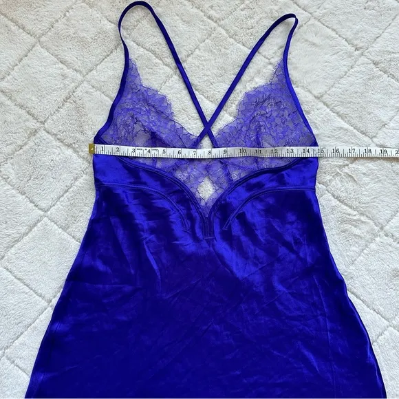 Victoria's Secret | Purple &quot;Play Nice&quot; Chantilly Lace Satin Slip | Size Medium