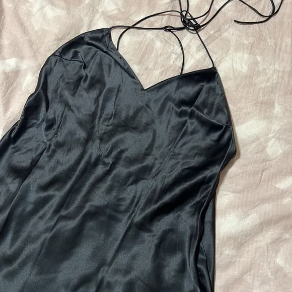 Victoria's Secret Satin Slip Dress Maxi Long Black Silky - Large