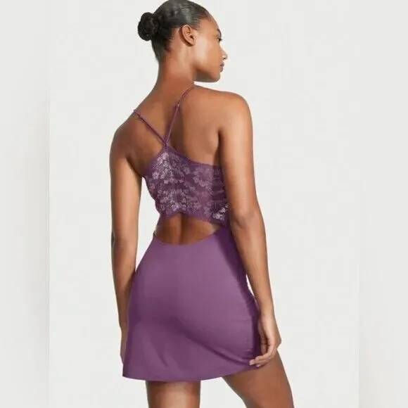 Victoria’s Secret Valentines Modal Lace Back Mini Slip Lavender Small