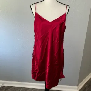 Victoria's Secret Y2K Lace Up Sides Red Satin Sexy Slip Dress Size Large