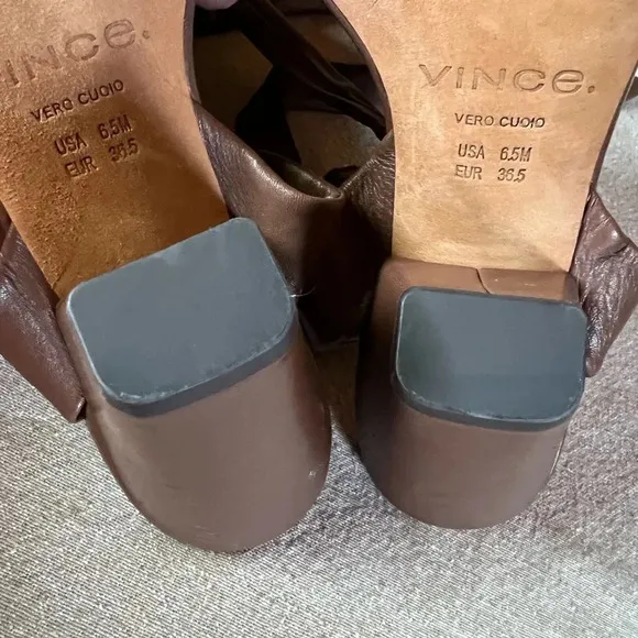 Vince Anais Brown Leather Ankle Tie Sandals Size 6.5 in Coffee