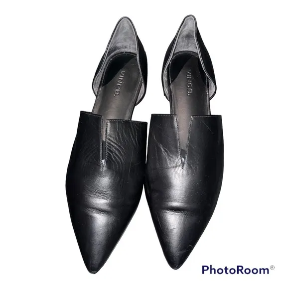 Vince Black Darlington D’orsay Leather Flats