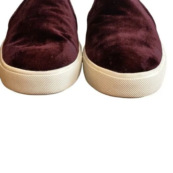 VINCE Blair Velvet Burgundy Slip on Sneakers - Size 8.5
