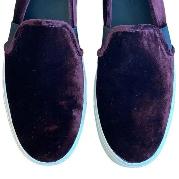 VINCE Blair Velvet Burgundy Slip on Sneakers - Size 8.5