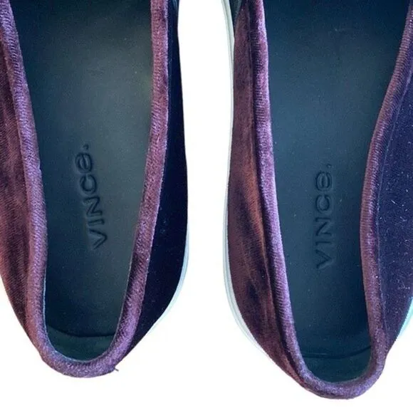 VINCE Blair Velvet Burgundy Slip on Sneakers - Size 8.5