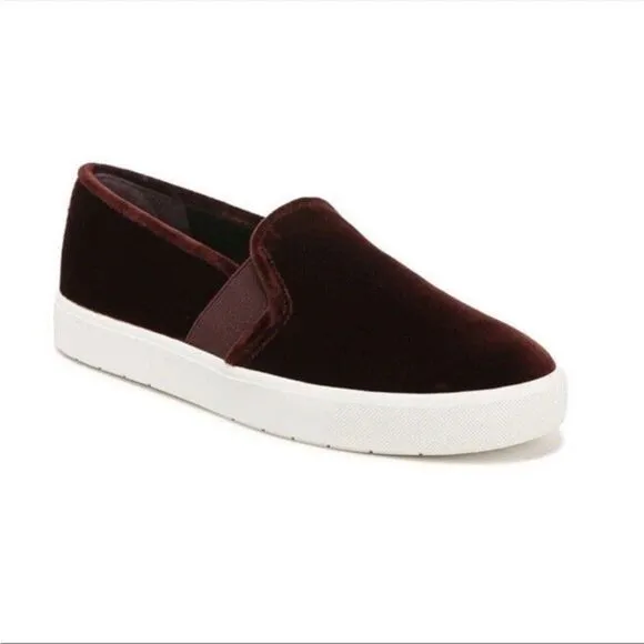 VINCE Blair Velvet Burgundy Slip on Sneakers - Size 8.5