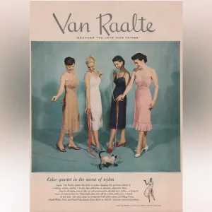 Vintage 50’s-60’s Van Raalte Suavette cream lace sexy full slip made in USA