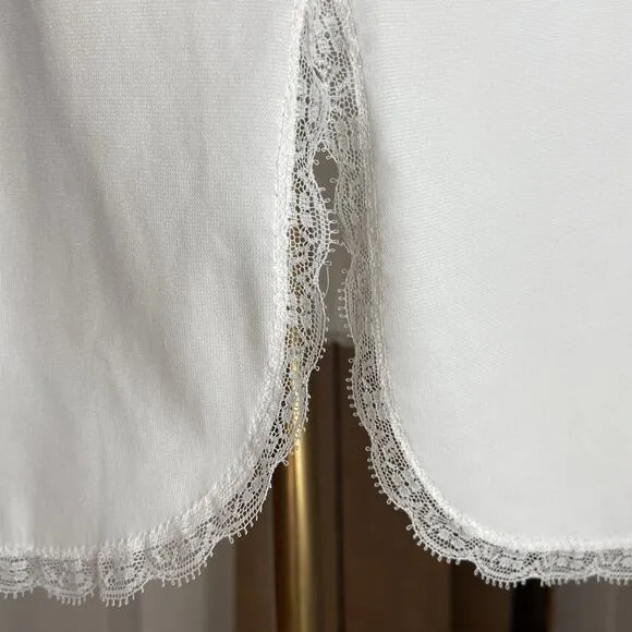 Vintage 50s Vanity Fair Pinup White Nylon Lace Bodice Full Slip Dress Size 34