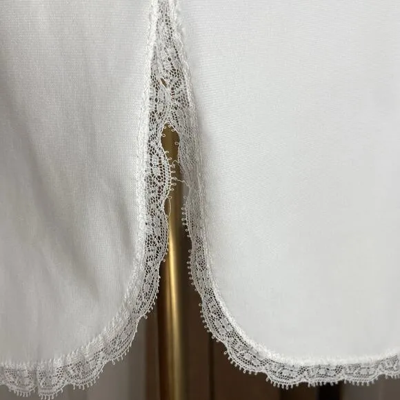 Vintage 50s Vanity Fair Pinup White Nylon Lace Bodice Full Slip Dress Size 34
