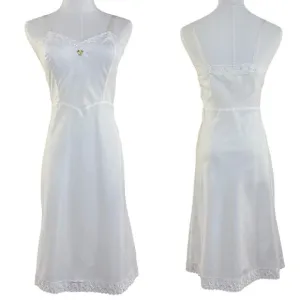 Vintage 60s Ariel Barbizon Tafredda White Bias Cut Side Zip Full Slip Size XS