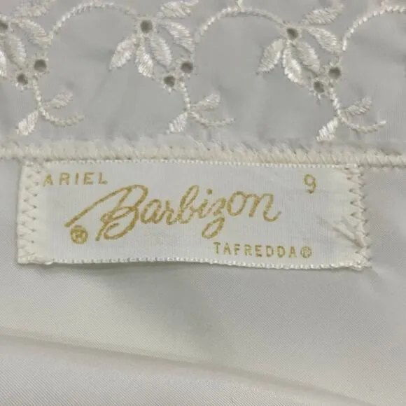 Vintage 60s Ariel Barbizon Tafredda White Bias Cut Side Zip Full Slip Size XS