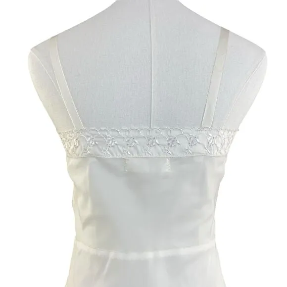 Vintage 60s Ariel Barbizon Tafredda White Bias Cut Side Zip Full Slip Size XS