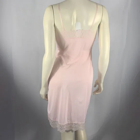 Vintage 60’s Vassarette Hollywood Pink Lace Slip Dress Size 32