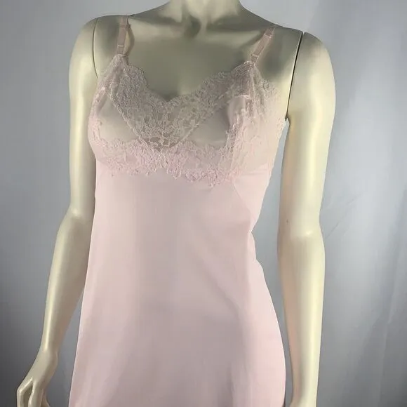 Vintage 60’s Vassarette Hollywood Pink Lace Slip Dress Size 32