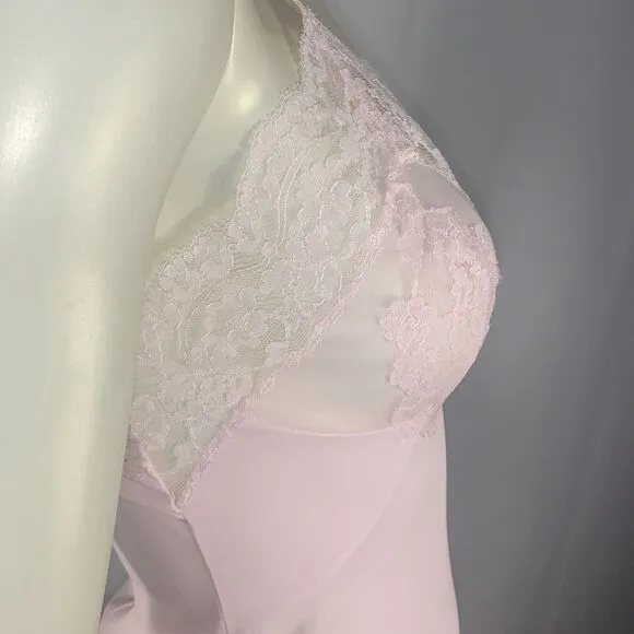 Vintage 60’s Vassarette Hollywood Pink Lace Slip Dress Size 32
