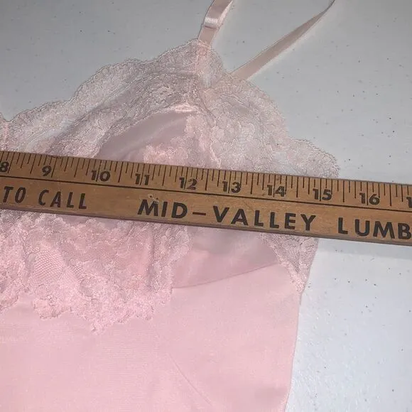 Vintage 60’s Vassarette Hollywood Pink Lace Slip Dress Size 32