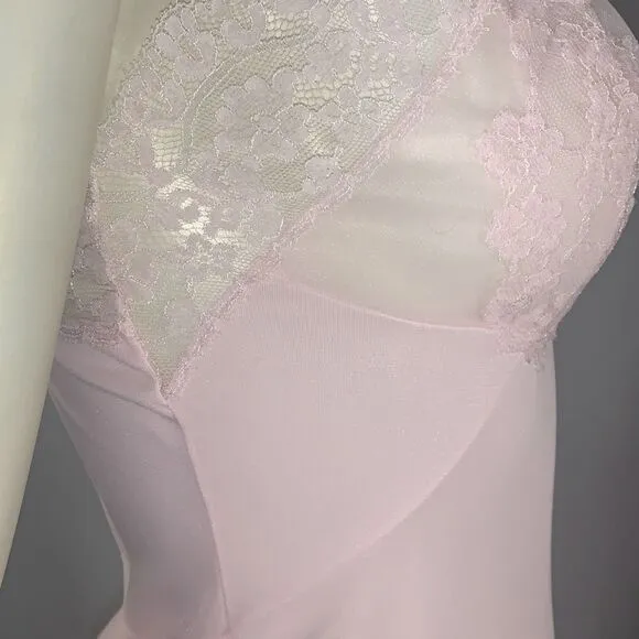 Vintage 60’s Vassarette Hollywood Pink Lace Slip Dress Size 32