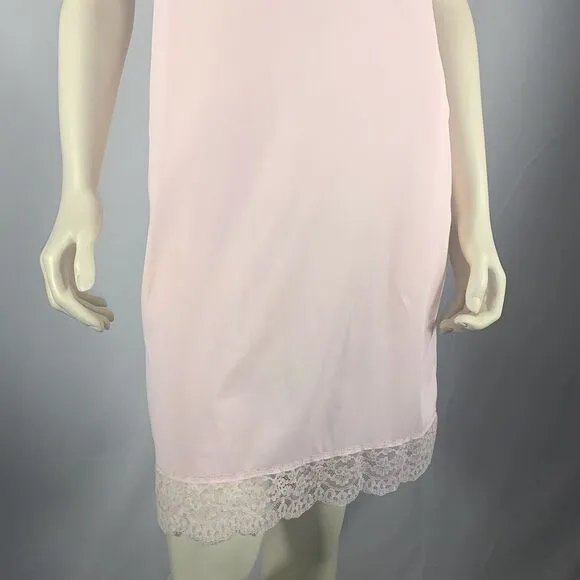 Vintage 60’s Vassarette Hollywood Pink Lace Slip Dress Size 32