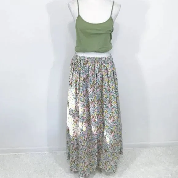Vintage 70s Floral Full Skirt Sz M