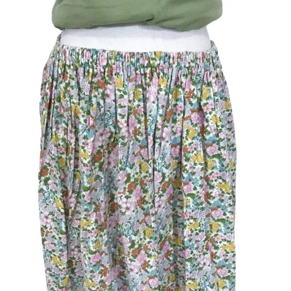 Vintage 70s Floral Full Skirt Sz M