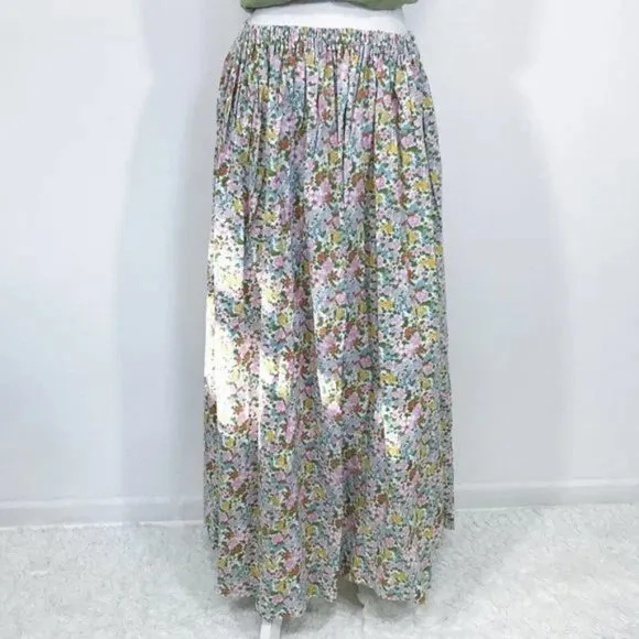 Vintage 70s Floral Full Skirt Sz M