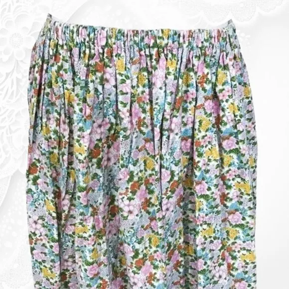 Vintage 70s Floral Full Skirt Sz M