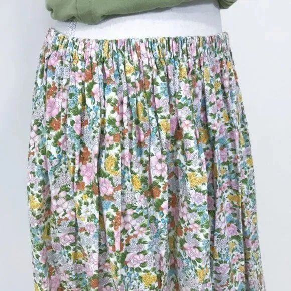 Vintage 70s Floral Full Skirt Sz M